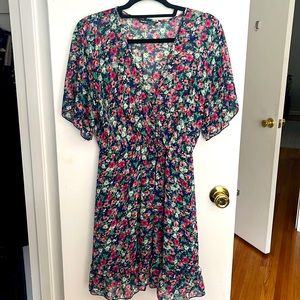 Floral sundress with sleeves fit and flare